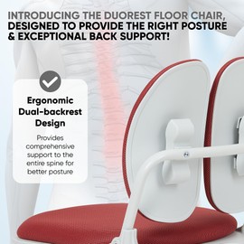 Duorest 【Dual-Backrests】 Ergonomic Floor Chair with Back Support - Meditation Chair, Floor Gaming Chair, Reading Chair, Floor Chairs for Adults, Foldable Chair (Red)