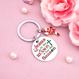 Iweca Jesus Gifts Jusus Is The Reason For The Season Keychain Christmas Christian Gifts For Women Faith Bible Verse Gift For Men Religious Christian Keychain