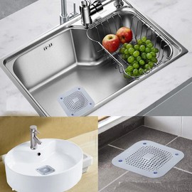 2 Pack Drain Hair Catcher Shower Drain Cover Strainer, Silicone Drain Protector with Suckers, Shower Drain Hair Trap for Tub,Bathroom,Kitchen,Bathtub,Basin, White/White