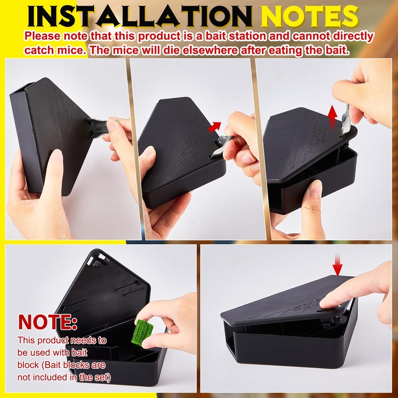 Qualirey 24 Pcs Triangle Mice Rat Bait Stations, 5x3 in,