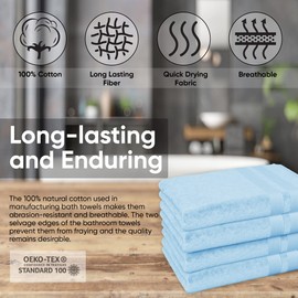 Vozbi Towels | Hand Towels 50 x 85 cm (4-Pack) | Highly Absorbent Ultra Soft 100% Cotton Hand Towels | Thick Hand Towels for Bathroom | Hotel & Spa Hand Towels | Bathroom Towels | (Sky Blue)