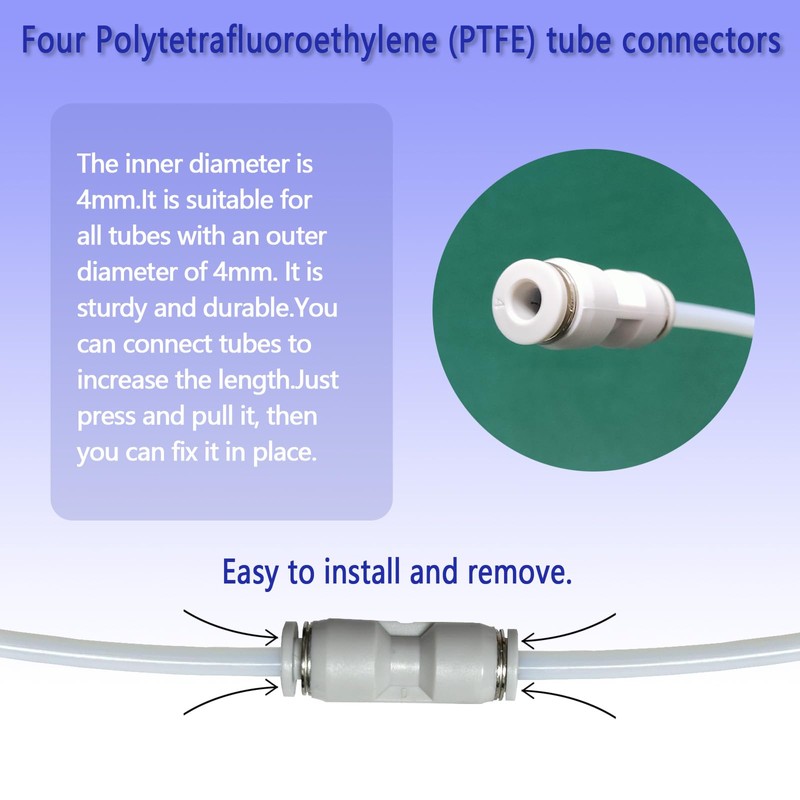 PTFE Tube Kit, 2.5mm ID×4mm OD, 5M/16.4ft, Compatible with Bambu
