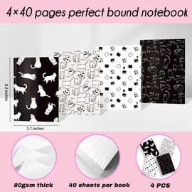 Cat Notebooks for Work, 4 Pcs A5(8.26x5.7inch) College Ruled Notebook Journal for Women, Cute Notepads Lined Journals for Writing, Cute Diary Stationary Cat Lover Gifts 3