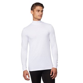 32 Degrees Men's Lightweight Baselayer Mock Top | Long Sleeve | Form Fitting | 4-Way Stretch | Thermal, White, Medium