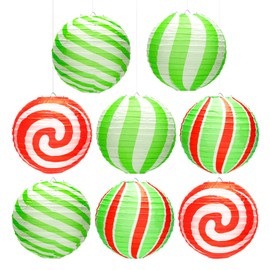 8P Colorful Paper Lanterns, Windspeed Christmas Paper Lanterns Candy Paper Lanterns for Candyland Party Decorations Paper Lanterns for Classroom Paper Lanterns Decorative Indoor Decorations