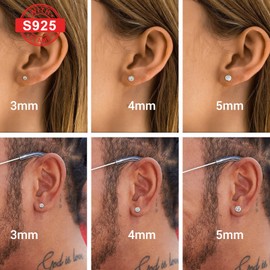 Sparkly Cubic Zirconia Sterling Silver Huggie Earrings 925 Sterling Silver Studs Stud Earrings Pack For Women Multipack