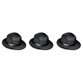 Beistle S60743-BKAZ3 Vel-Felt Fedoras 3 Piece (3), OSFM, Black