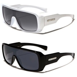 BioHazard Optics Shield Style Square Frame Glasses Thick Boxy Look Men's Fashion Sunglasses - White Checkerd