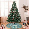 48" Large Christmas Tree Skirt, Elegant Circular Round Shape Turquoise