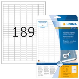 HERMA Movables Labels Multipurpose Repositionable 189 per Sheet 25.4x10mm White Ref 10001 [4725 Labels]