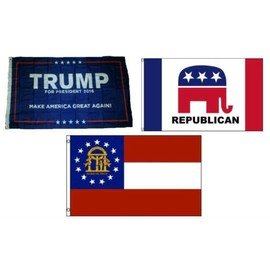 Moon Knives 3x5 Trump #1 & Republican & State of Georgia Wholesale Set Flag 3x5 - Party Decorations Supplies For Parades - Prime Outside, Garden, Men Cave Decor Flag