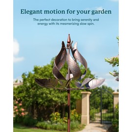 Cyan Oasis Wind Spinners Outdoor - Large Tulip Metal Wind Spinners with Stake, Garden Windmill Yard Spinner Lawn Decor (24" W x 75" H)