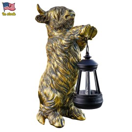 Antique Bronze Kitten Lantern Holder Statue, Cute Cat Figurine with Black Hanging Lamp for Desk or Shelf Decor, Vintage StyleColor: As picture, Size: One Size