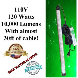 Fire Water Marine 110v MAXX LED GREEN UNDERWATER SUBMERSIBLE NIGHT FISHING LIGHT CRAPPIE DOCK PIER