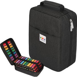 JAKAGO 274 Slots Colored Pencil Case Large Capacity Pen Holder for Artist Painter Zipper Organizer Bag for Marker Highlighter Storage Case for Office Sketch Travel Supplies(Black)
