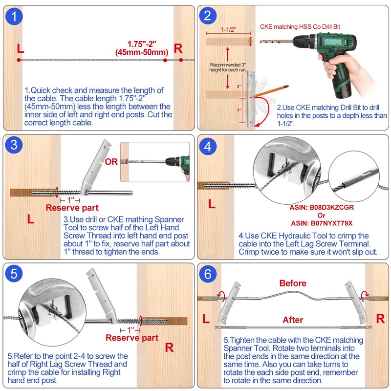 CKE 120 Pack T316 Stainless Steel Left&Right Handed Thread Swage