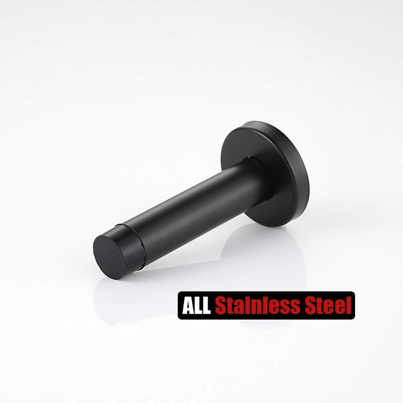 JQK Door Stopper Black, 304 Stainless Steel Thicken 1mm Sound