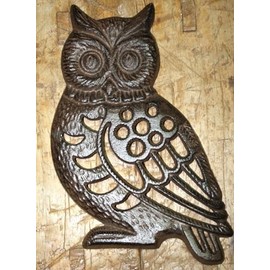 Huge Cast Iron Antique Style OWL Stepping Stone Garden Step Pond Pool Hoot Owl - Durable Decorative Vintage Decor