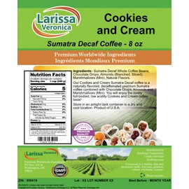 Cookies and Cream Sumatra Decaf Coffee (Gourmet, Naturally Flavored, Whole Coffee Beans) (8 oz, ZIN: 550419) - 2 Pack