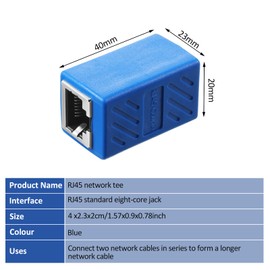 Frienda 30 Pieces RJ45 Coupler, Ethernet Extension Adapter Network Connector for Cat7/Cat6/Cat5e/Cat5 Ethernet Network Cable Coupler Female to Female (Blue)
