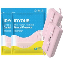 Palillos de hilo dental | Hilos dentales de doble acción Mint Twin Line con dispensador - Bolsa de repuesto, fácil de llevar para adultos, paquete de 