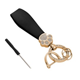 tonecraft Paw Dog Cat Dog Cat Key Chain Bag Charm Women Women's Popular Stylish Cute PU Leather Charm Gold, Black