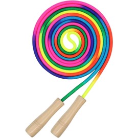 Cuerda de saltar de madera para niños, colorida, ajustable, 5, 5 yardas largo, doble cuerda holandesa para equipo deportivo estudiantil.