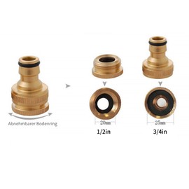 GIONAR Pack of 2 Tap Adapters, 1/2 Inch and 3/4 Inch 2-in-1 Garden Hose Quick Connector Brass Quick Hose End Connector Garden Hose Nozzle Connect Kit, Garden Hose Adapter Tap