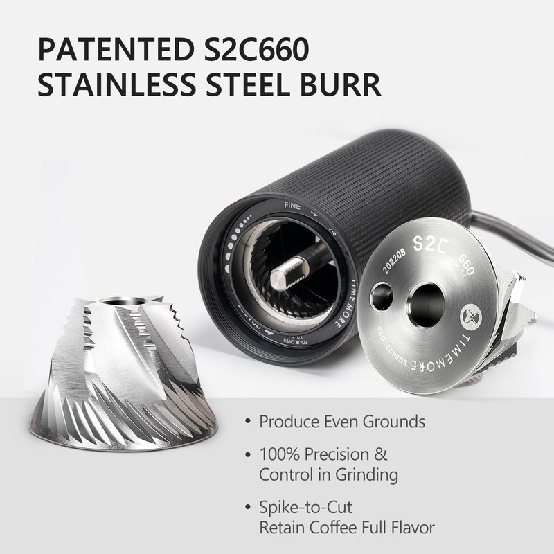TIMEMORE Chestnut C3S Manual Coffee Grinder, Stainless Steel S2C Conical