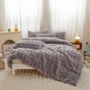Roscloud Bread Grid Gray Rabbit Plush Faux Fur Comforter Sets