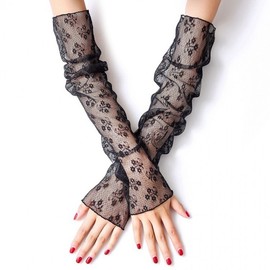 Women's Golf Arm Sleeves: New Sexy Summer Lace Ice Sleeves with Sun & UV Protection Free Size/Round Dot Black 15ea