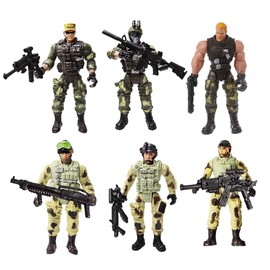 Lynkaye 6 Pcs Soldier Action Figure Toy Army Men with Weapon Accessories/SWAT Team Figure Military Playset for Boys Girls, Great Gift as Christmas, Birthday (6 Modern Soldier)