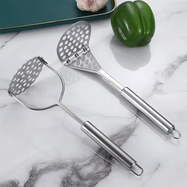 Stainless Steel Potato Masher Mashing Plate for Mashing Potatoes, Guacamole, Egg Salad, Banana Bread, Vegetables and Fruits (7-Shape)