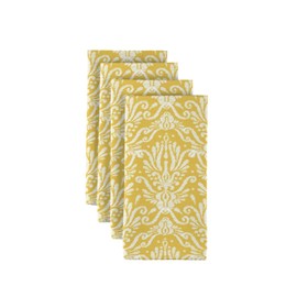 Fabric Textile Products Napkin Set, 100% Milliken Polyester, Machine Washable, Set of 12, 18x18, Yellow Keyhole Damask
