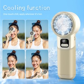 HONEYYEAR High-Speed Portable Handheld Turbo Fan with Ice Cooler, LED Display, 3600mAh Rechargeable Fan, Up to 9H Runtime, 90°Foldable Mini Fans for Travel, Commute, Outdoor, Gifts for Women Men