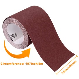 Sandpaper Roll 5m x 93mm Aluminum Oxide Sanding Paper for Automotive and Woodwork, 80 Grit