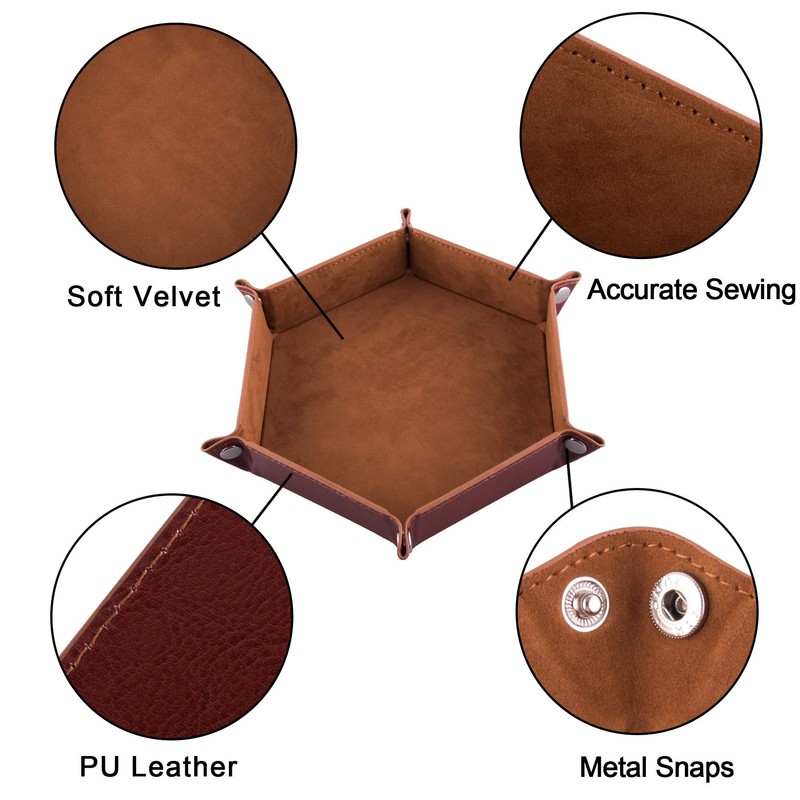 SIQUK 2-Piece Dice Tray - PU Leather Folding Hexagon Dice