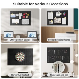 COOLBEBE Large Cork Board for Walls, Black Felt Bulletin Board, 6 Pack 36"x24" Pin Board with Removable Adhesive Tabs, Alternative Cork Board Tiles for Office Pin Board Tack Board Cork Boards, Black