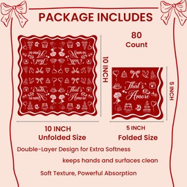 80 Pcs That's Amore Italian Party Cocktail Napkins, Scalloped Beverage Napkins, 5 x 5 Inch Folded, Burgundy Red & White Wedding Napkins for Engagement, Anniversary, Valentine's Day Party Supplies