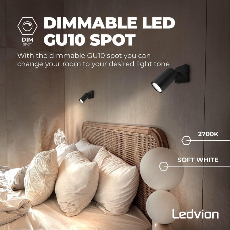 Ledvion Dimmable GU10 LED Spotlights, 5 W, 2700 K, 354