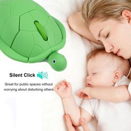OTYSRH Cute Animal Turtle Shaped Wireless Mouse 3 Buttons 1600 DPI Kawaii Silent Optical Cordless Mice for Laptop PC Computer Notebook Desktop (Green)