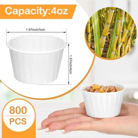 Gerrii 1600 Pack 4 oz White Paper Souffle Cups Disposable Paper Souffle Cup Condiment Cups Ketchup Cup for Medication Distribution, Pills, Samples, Sauces, Food, Dessert