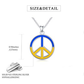 Seiyang Collar con signo de paz de plata de ley con colgante de Ucrania para amantes de la paz