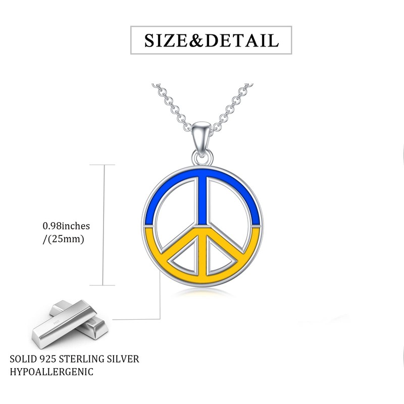Seiyang Collar con signo de paz de plata de ley