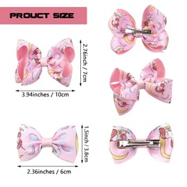 MUFEKUM 3Pcs Hair Bows for Girls, Double Layer Grosgrain Ribbon Bows Girls Clips, Colorful Pattern Hair Bows Hair Accessories for Girls Baby Kids (M-Gradient)