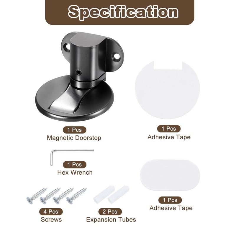 QUARKZMAN Magnetischer Türstopper, leiser magnetischer Bodentürstopper, verstellbarer Bodentürfang mit Klebeband