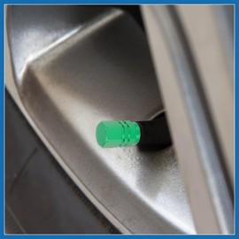 A ABSOPRO 4pcs Green Tire Stem Valve Caps Wheel Valve Covers for Car Bike Item Replacement