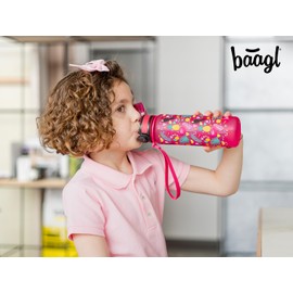 Baagl Children's Water Bottle, Leak-Proof Water Bottle, 500 ml, School and Sports Bottle for Boys and Girls, Tritan (Flamingos)