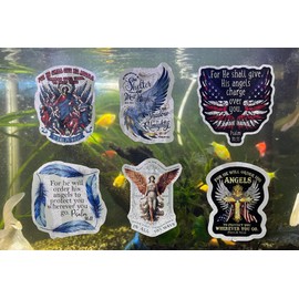 Pack 6 Psalms 91 11 for He Will Order His Angels to Protect You Wherever You Go Bible Verse, Christian Sticker 3 Inch Waterproof Vinyl Decals
