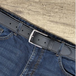 Ashford Ridge Men's Made in England 40mm Smart Casual Real Leather Edge Stitched Belt - Black, Brown, London Tan, Antique or Vintage Brown, Classic Silver Buckle, Unisex-Adults